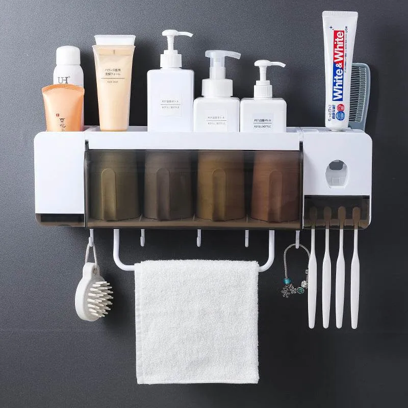 Toothbrush holder for toilet storage
