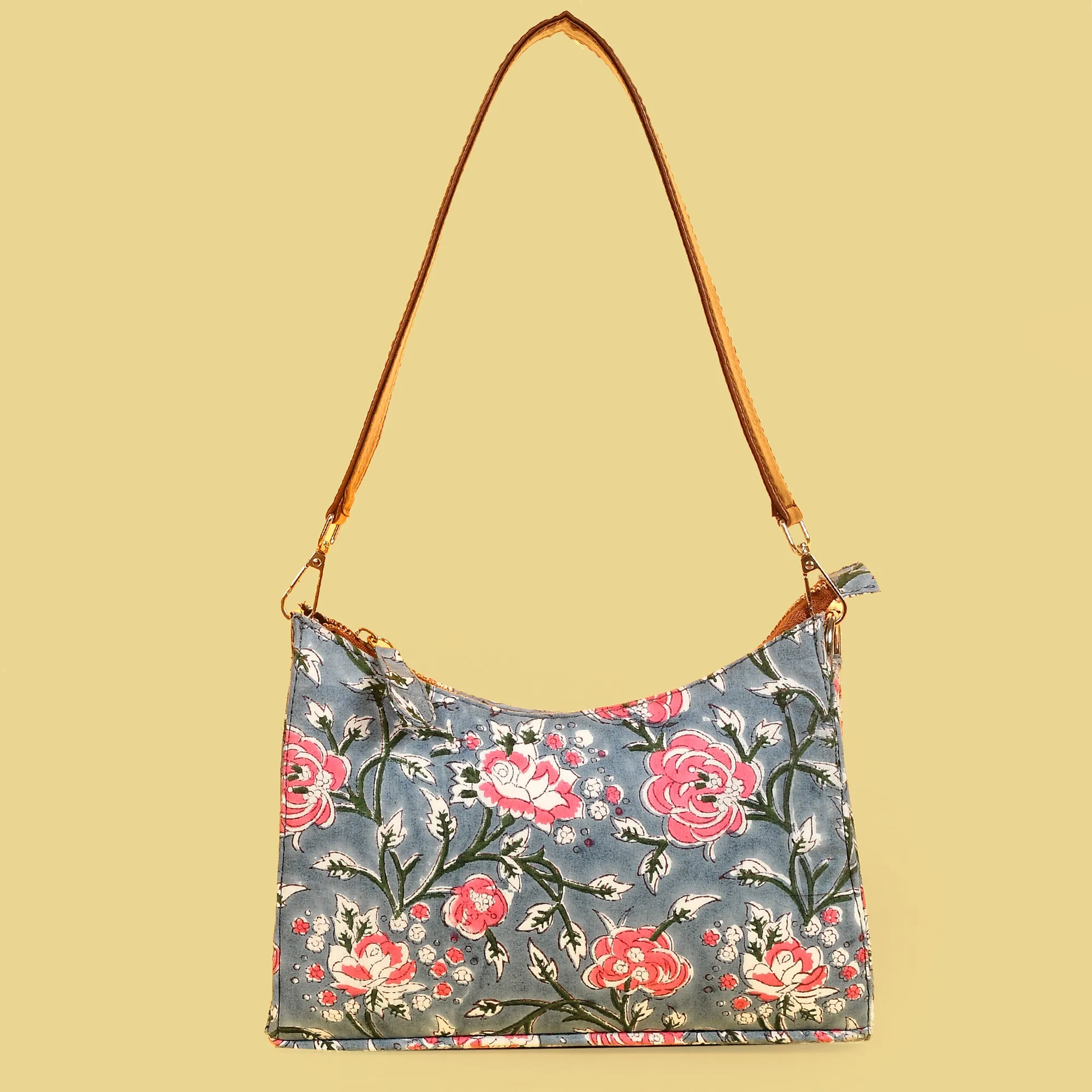TOPAZ GREY HANDBLOCK PRINTED BAG
