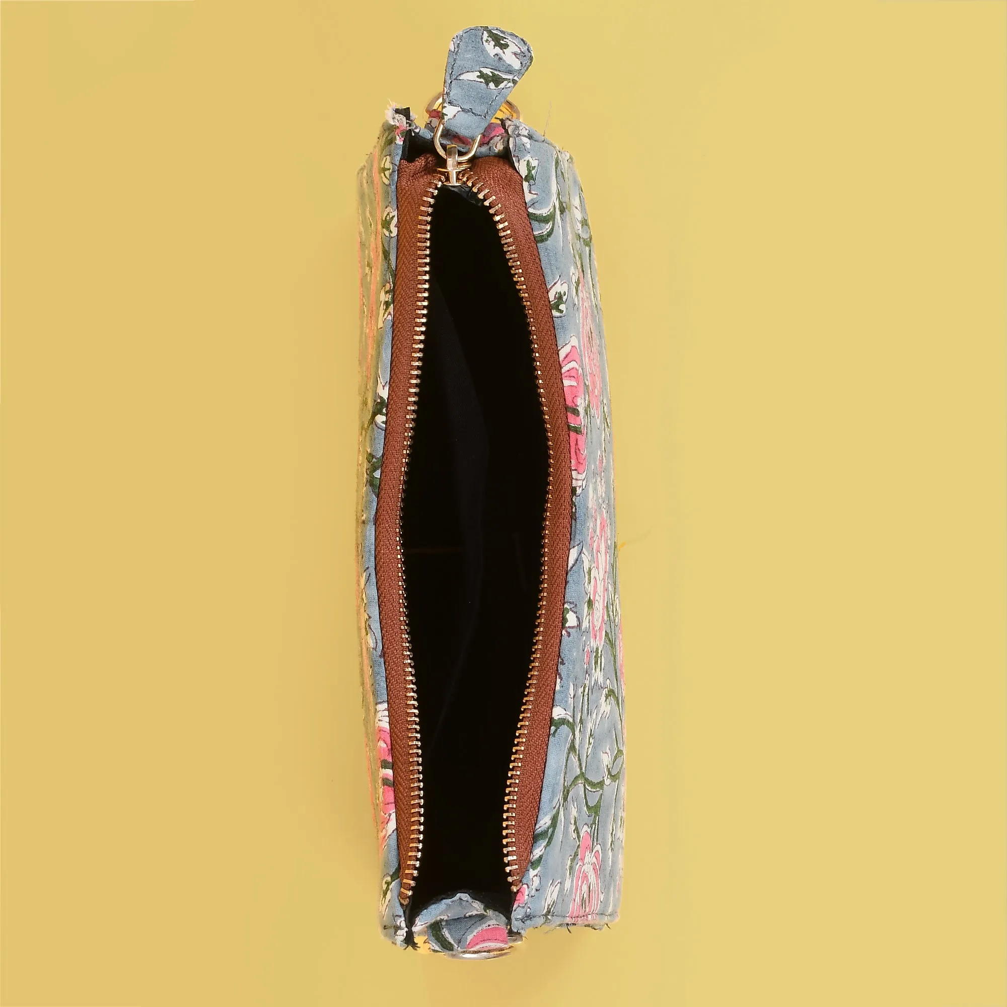 TOPAZ GREY HANDBLOCK PRINTED BAG