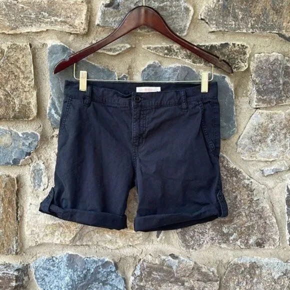 Tory Burch Convertible Roll Tab Chino Shorts in Black Size 26
