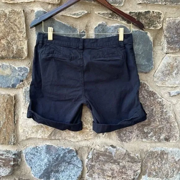 Tory Burch Convertible Roll Tab Chino Shorts in Black Size 26