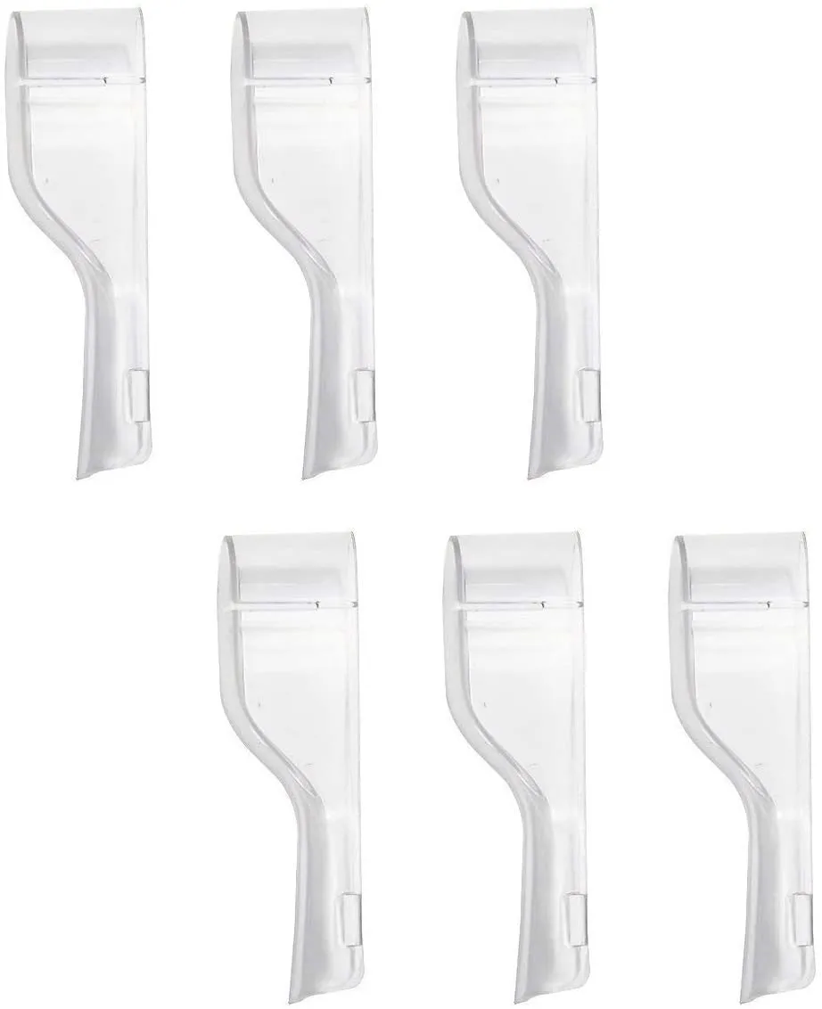 Travel Electric Toothbrush Heads Cover Plastic Protective Cap Case Compatible with Oral-B Long Dual-Heads Replacement Tooth Brush Heads(6 Pack) Clear