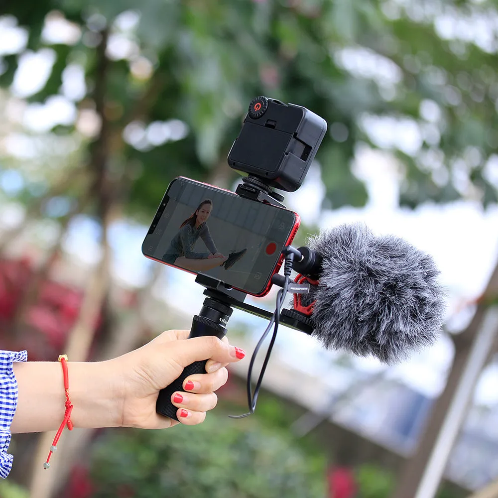 ULANZI PT-7 Cold Shoe Stand Bracket Vlogging Microphone Extension Plate with 1/4'' Tripod Screw for iPhone GoPro Sony  black