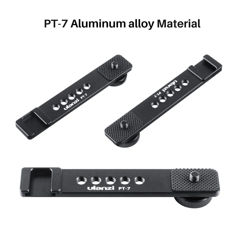 ULANZI PT-7 Cold Shoe Stand Bracket Vlogging Microphone Extension Plate with 1/4'' Tripod Screw for iPhone GoPro Sony  black
