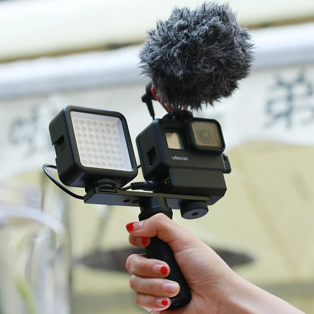 ULANZI PT-7 Cold Shoe Stand Bracket Vlogging Microphone Extension Plate with 1/4'' Tripod Screw for iPhone GoPro Sony  black