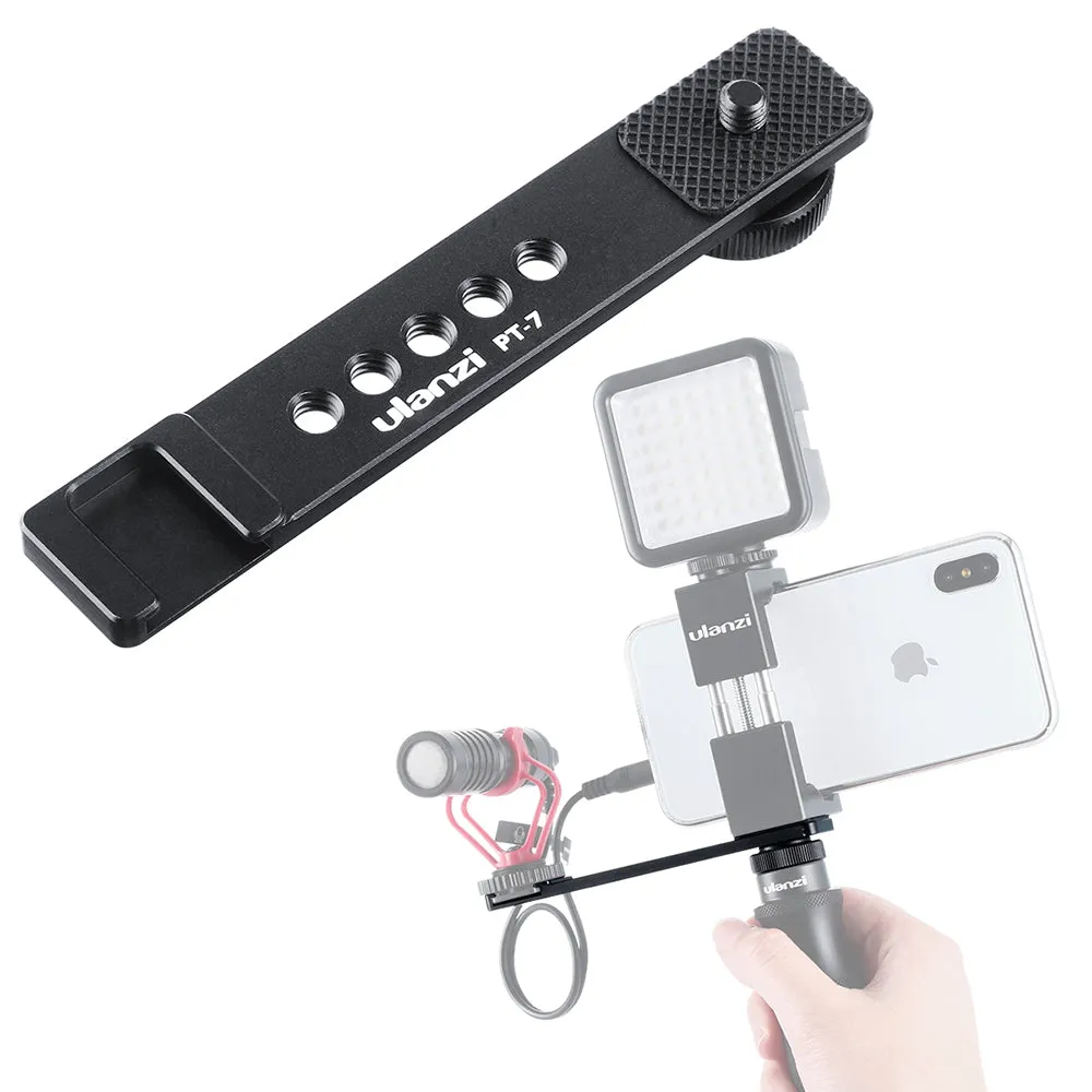 ULANZI PT-7 Cold Shoe Stand Bracket Vlogging Microphone Extension Plate with 1/4'' Tripod Screw for iPhone GoPro Sony  black