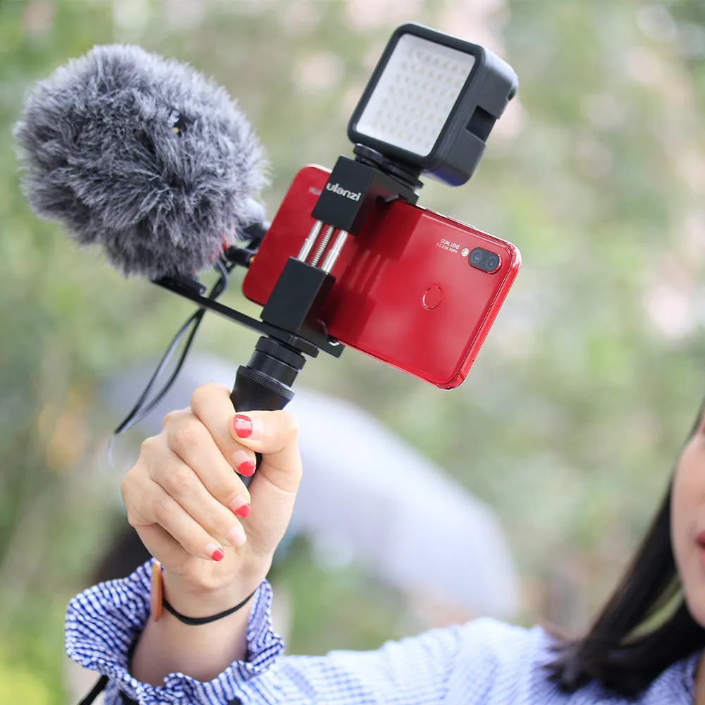ULANZI PT-7 Cold Shoe Stand Bracket Vlogging Microphone Extension Plate with 1/4'' Tripod Screw for iPhone GoPro Sony  black