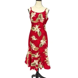 Vintage KY's Red Floral Hawaiian Dress - Size S