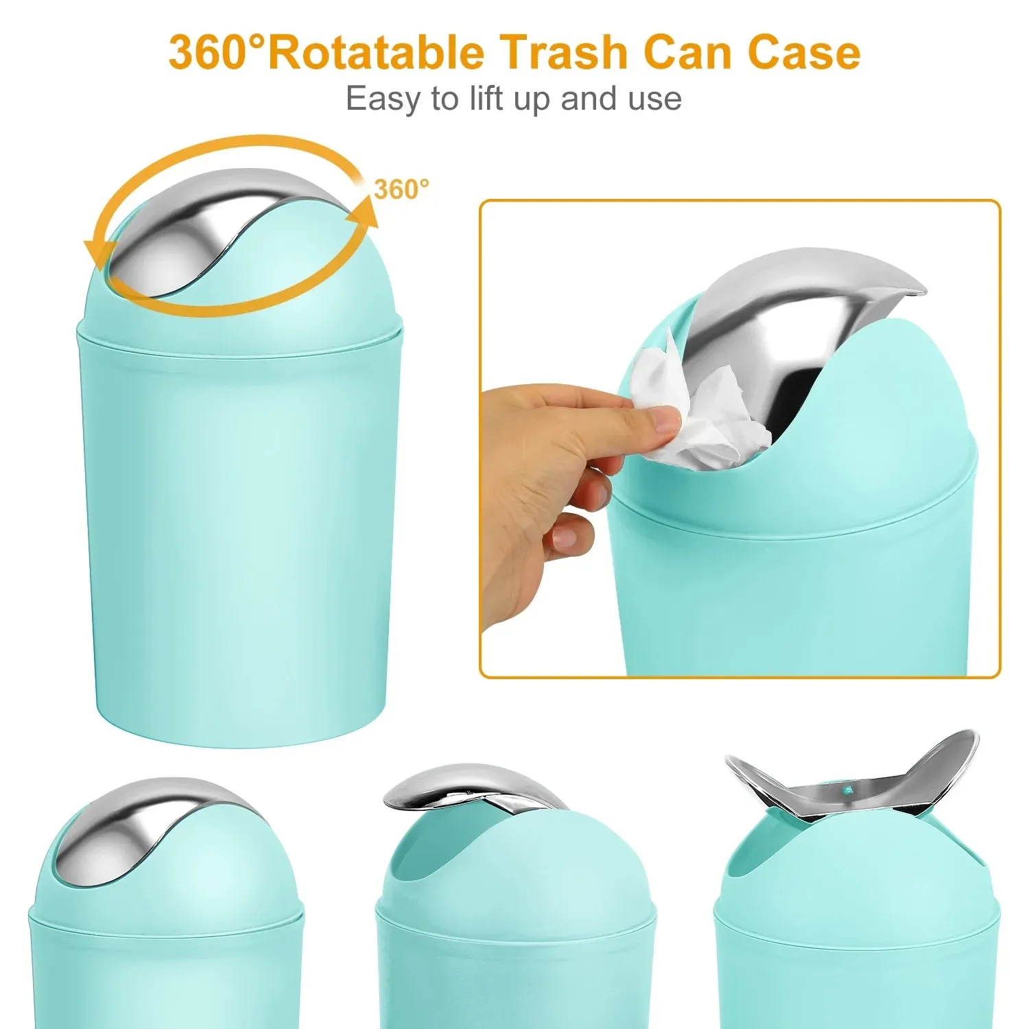 Waterproof 6-Piece Polypropylene Bathroom Accessory Set, Aqua