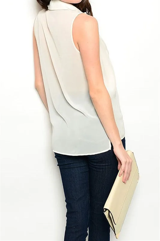 White Sleeveless Studded Top