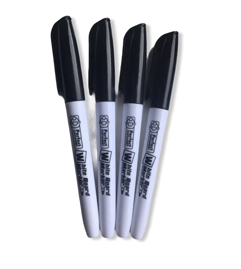 Whiteboard Markers Slim Barrel 4 Pack - Black