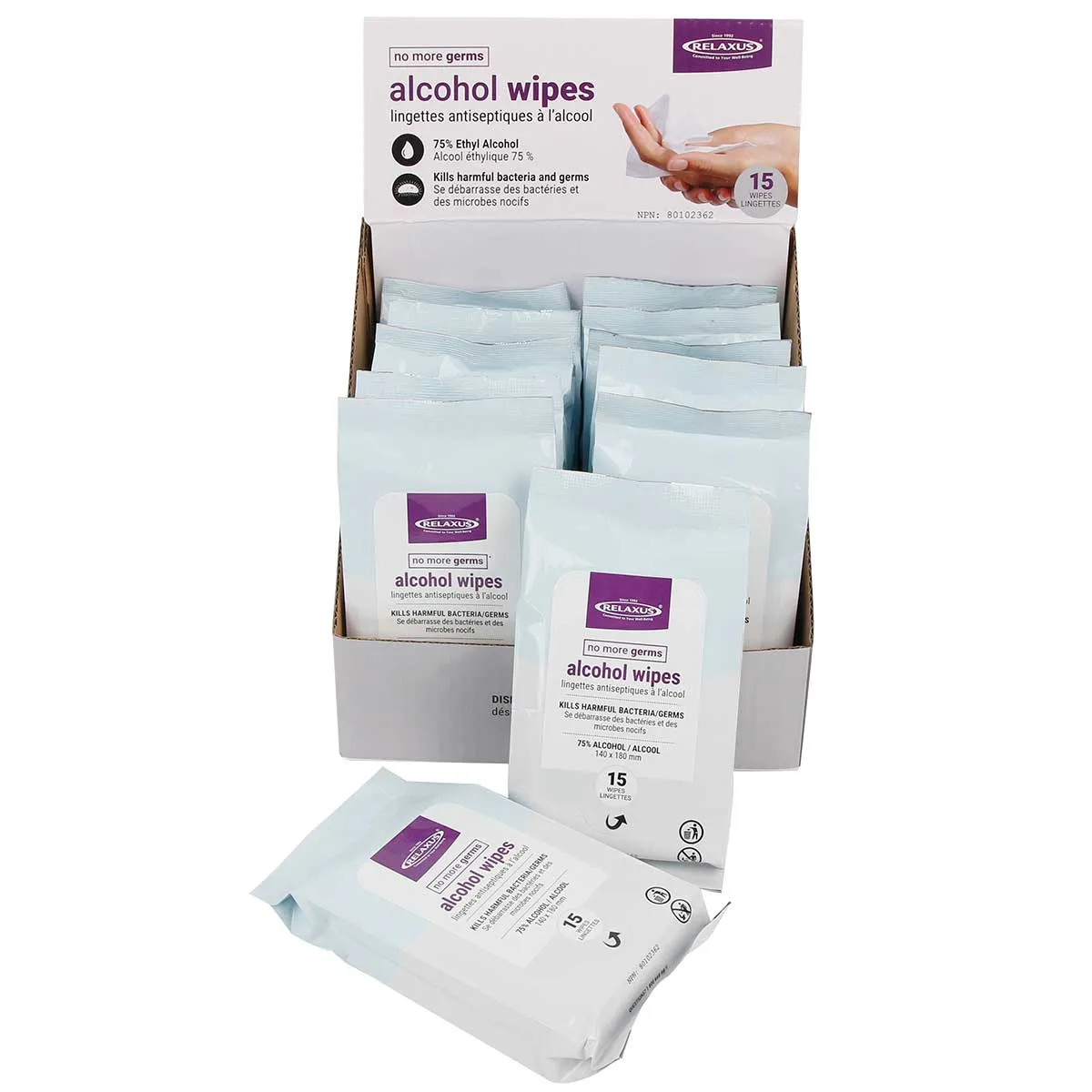 Wholesale 75% Alcohol Wipes - Displayer of 12