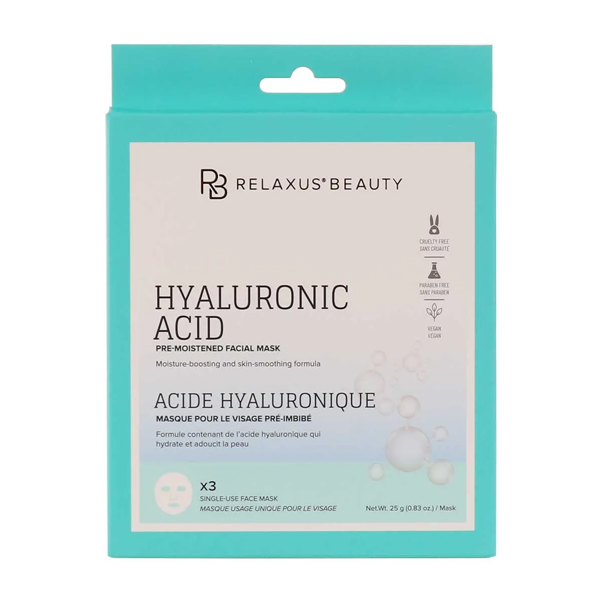 Wholesale Hyaluronic Acid Face Masks (3-Pack) -Displayer of 12