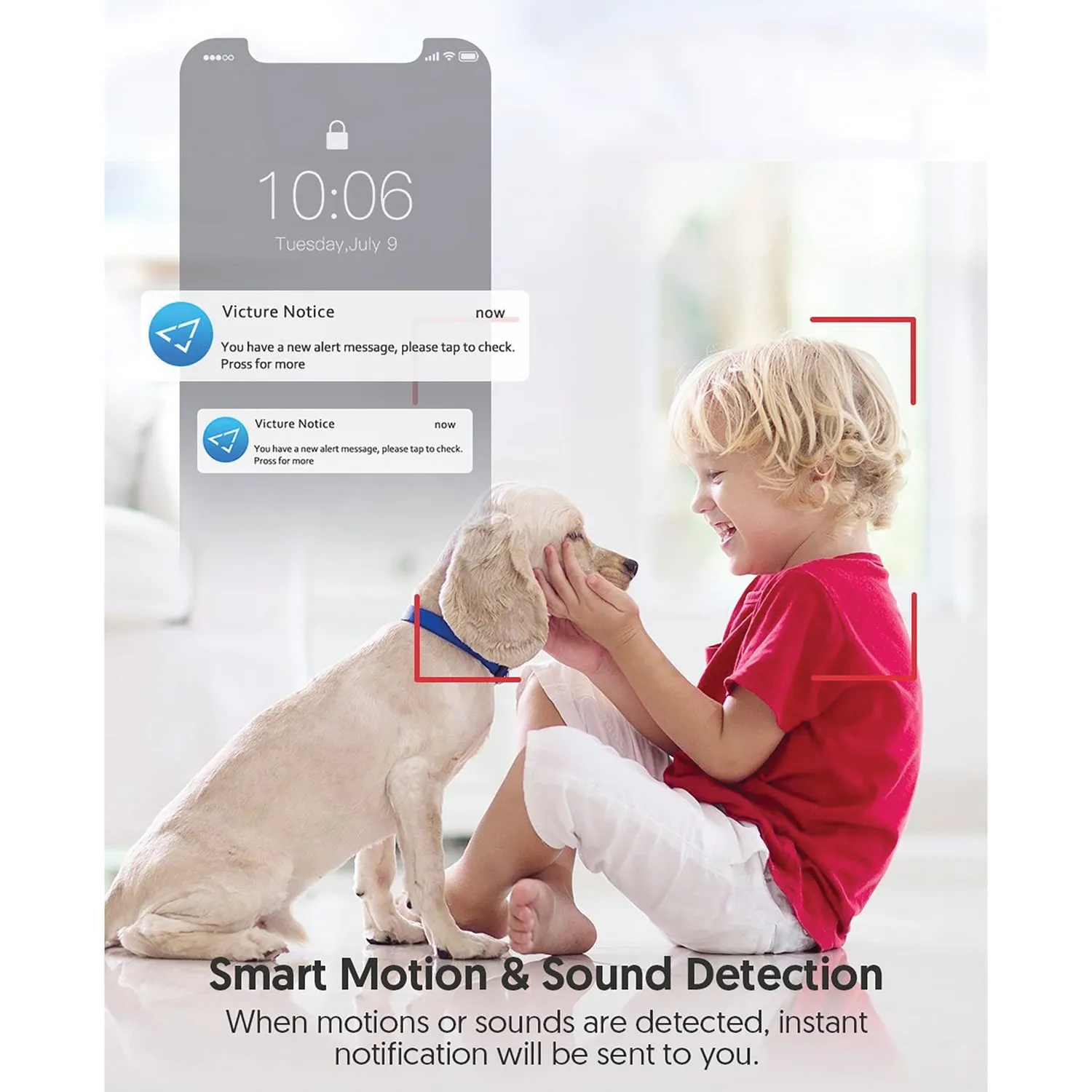 WiFi Baby Monitor 1080P Smart Home Security Camera with Color Night Vision White
