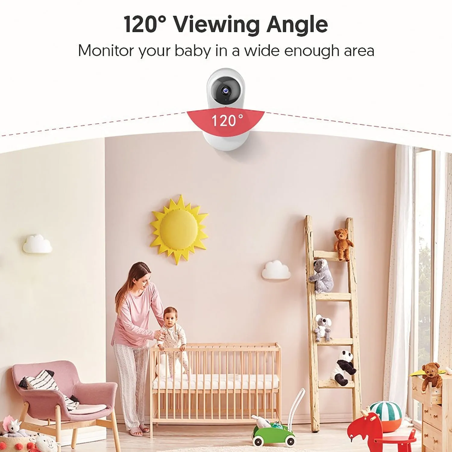 WiFi Baby Monitor 1080P Smart Home Security Camera with Color Night Vision White