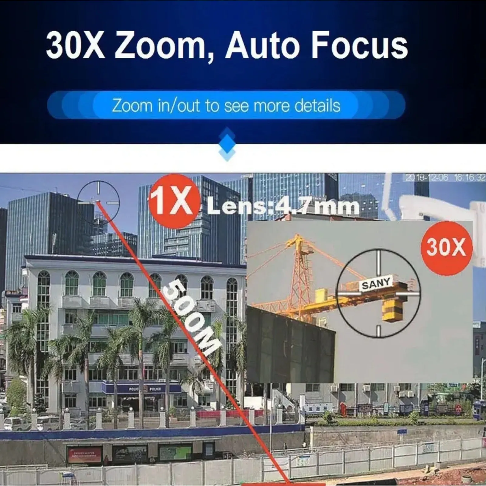 Wireless 4G PTZ Dome Camera 30x Optical Zoom 355º Pan 90º Tilt & 80m Night Vision