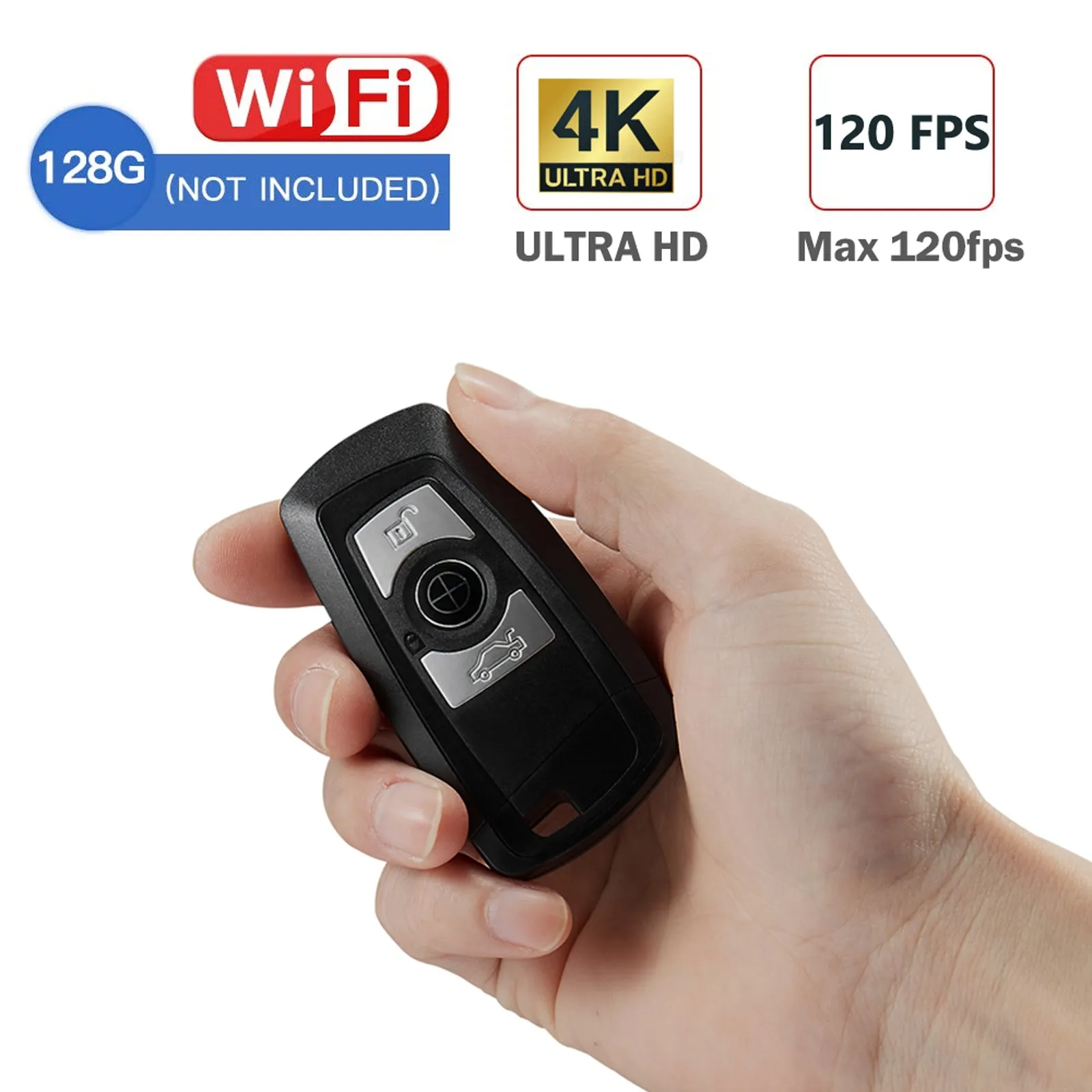 Wireless Wi-Fi 4K UHD Covert Hidden Spy Camera Video Recorder Car Key Fob Remote