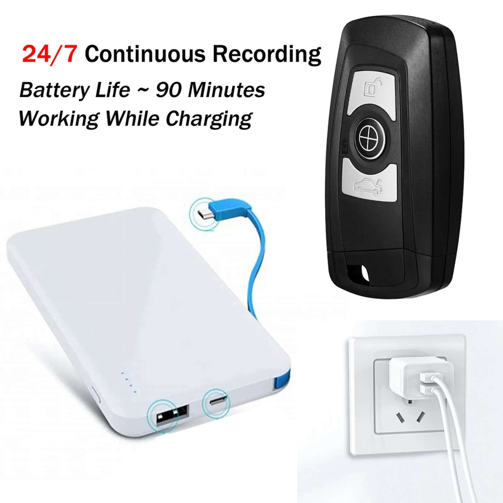 Wireless Wi-Fi 4K UHD Covert Hidden Spy Camera Video Recorder Car Key Fob Remote