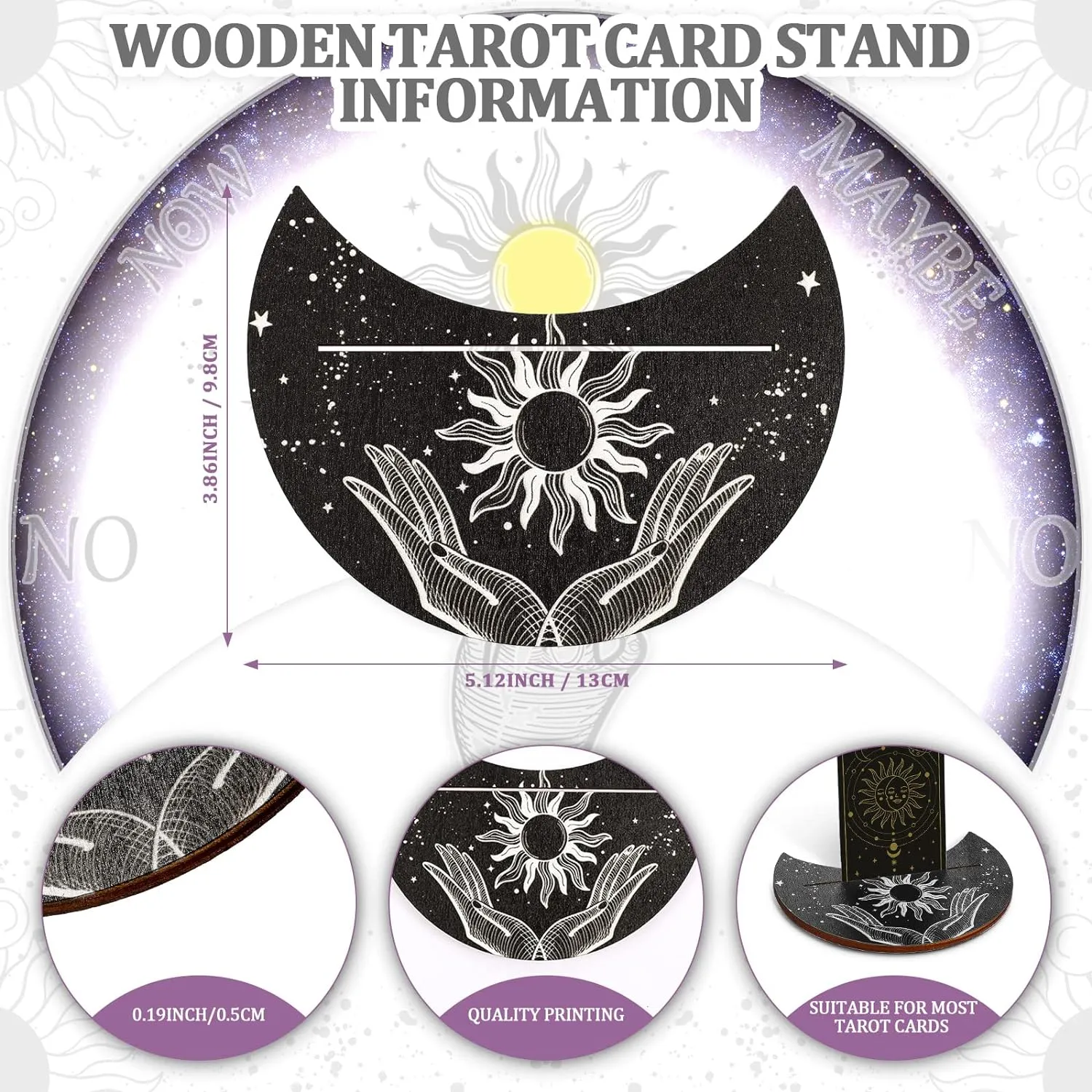 Wooden Tarot Card Storage Box with Tarot Card Display Stand