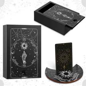 Wooden Tarot Card Storage Box with Tarot Card Display Stand