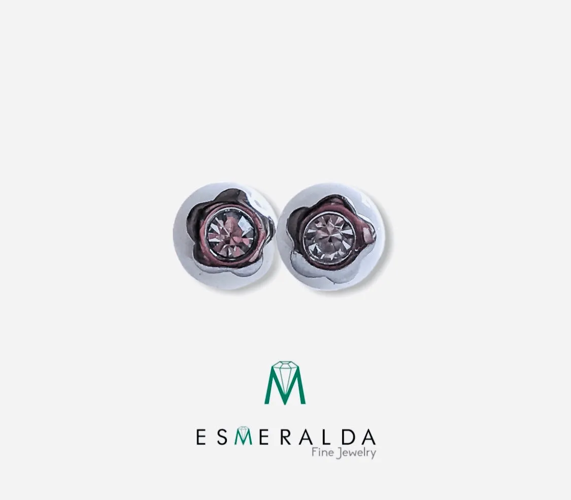 Zirconia Studded White Earrings