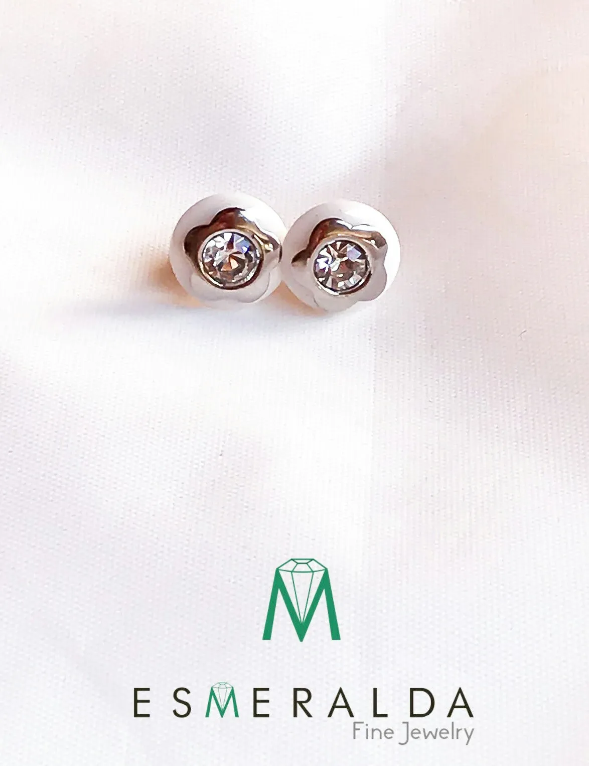 Zirconia Studded White Earrings